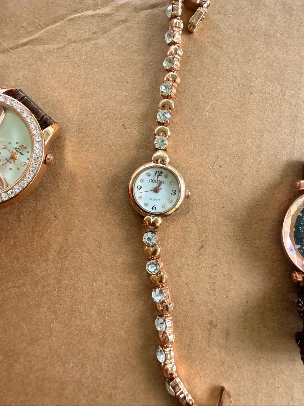 Gold-Tone Crystal Bracelet Watch -